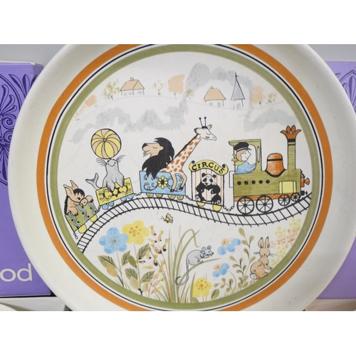 2163 - A Royal Doulton Bunnykins boxed christening plate with childs Denby 'Safari' plate and two Wedgwood ... 