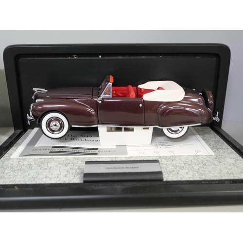 2165 - Two Franklin Mint die-cast model vehicles, cased, 1932 Cadillac V-16 and 1949 Buick Rivera