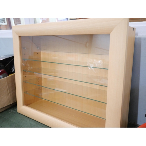 2173 - A wall mounted glass display cabinet for model vehicles