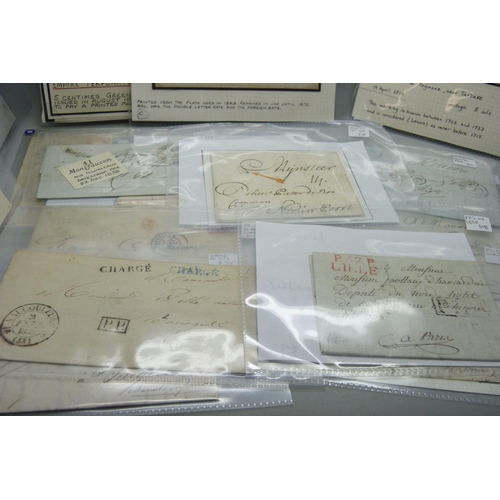 2205 - Stamps; a collection of French pre-stamp and early stamp postal history, 21 items originally p.t.s.a... 