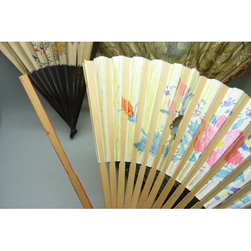 2219 - A collection of antique fans