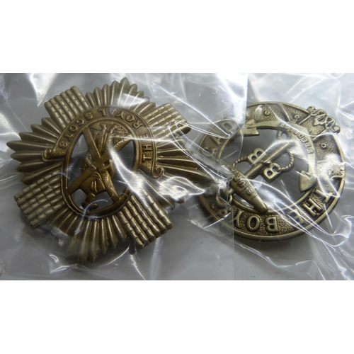 2222 - A collection of regimental pin badges including Royal Dublin Fusiliers, The Royal Scots, Royal Corps... 