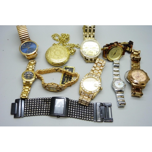 2234 - A collection of wristwatches and a pocket watch including DKNY, Accurist, etc.