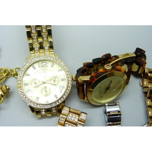 2234 - A collection of wristwatches and a pocket watch including DKNY, Accurist, etc.