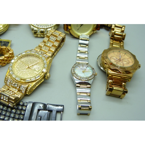 2234 - A collection of wristwatches and a pocket watch including DKNY, Accurist, etc.