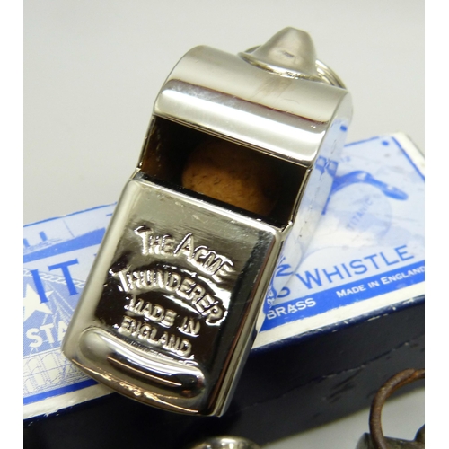 2238 - Six vintage whistles