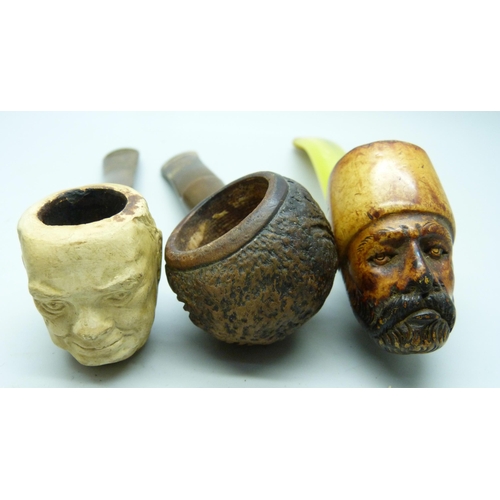 2239 - Three pipes including Meerschaum