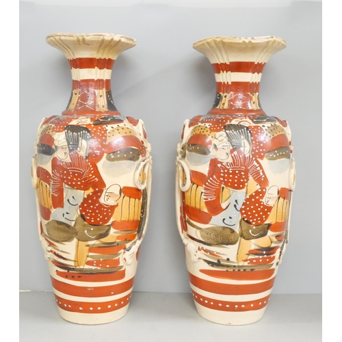 2244 - A pair of Japanese vases, 39cm