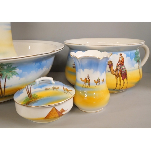 2252 - A Falcon Ware Victor toilet set decorated with Egyptian scenes **PLEASE NOTE THIS LOT IS NOT ELIGIBL... 