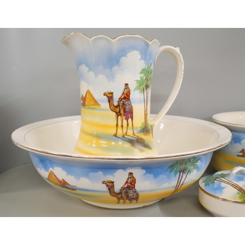 2252 - A Falcon Ware Victor toilet set decorated with Egyptian scenes **PLEASE NOTE THIS LOT IS NOT ELIGIBL... 