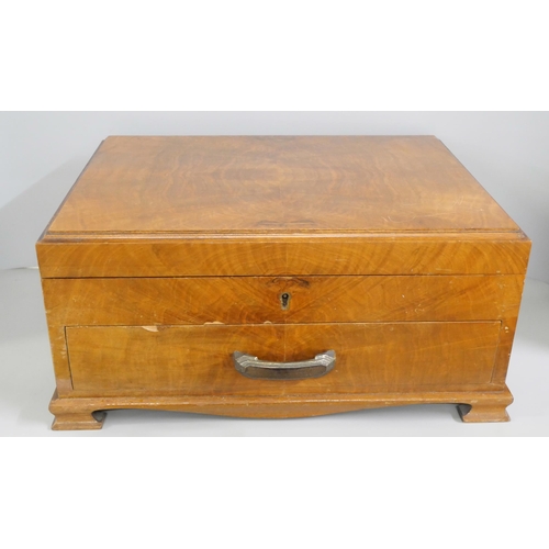 2264 - A walnut canteen of silver plated cutlery, knives with faux ivory handles