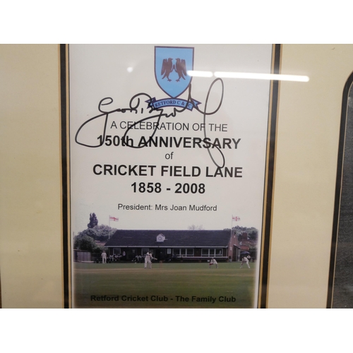 2283 - Geoffrey Boycott, signed display, Retford Cricket Club, with certificate