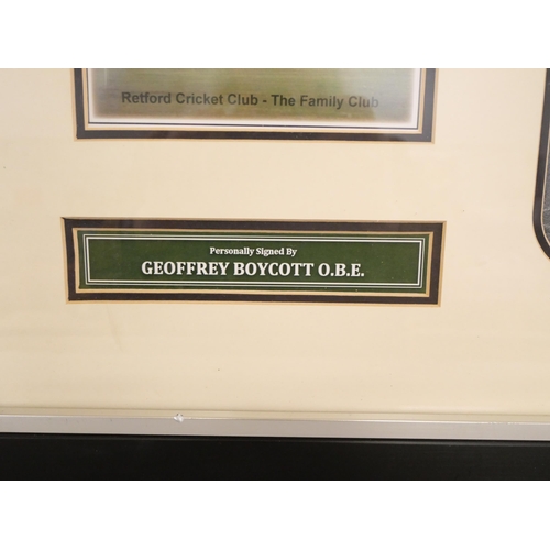2283 - Geoffrey Boycott, signed display, Retford Cricket Club, with certificate
