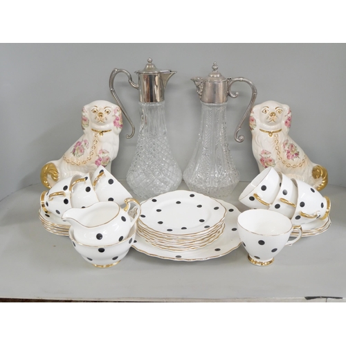 2285 - A tea service, two claret jugs and a pair of Staffordshire style dogs **PLEASE NOTE THIS LOT IS NOT ... 