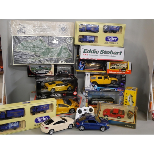 2290 - A box of model vehicles including Corgi and Burago