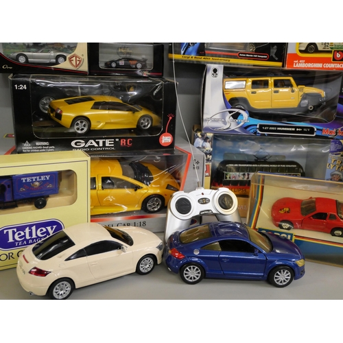 2290 - A box of model vehicles including Corgi and Burago