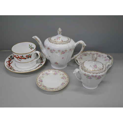 2316 - Two boxes of mixed decorative china and teawares, including Hammersley, Aynsley and other Staffordsh... 