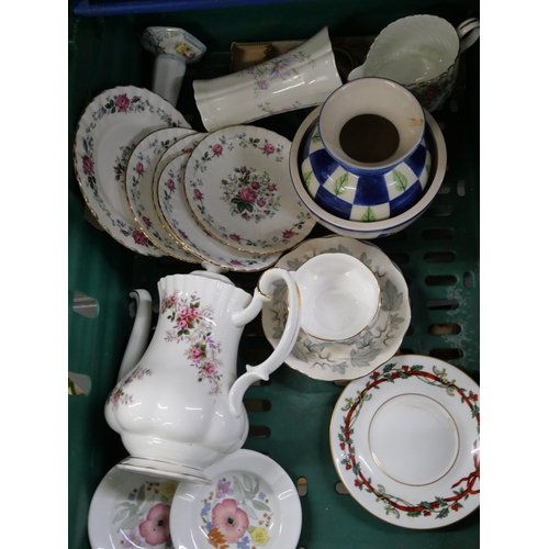 2316 - Two boxes of mixed decorative china and teawares, including Hammersley, Aynsley and other Staffordsh... 