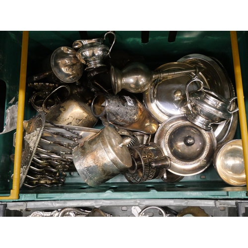 2324 - Two boxes of mixed silver plate **PLEASE NOTE THIS LOT IS NOT ELIGIBLE FOR IN-HOUSE POSTING AND PACK... 