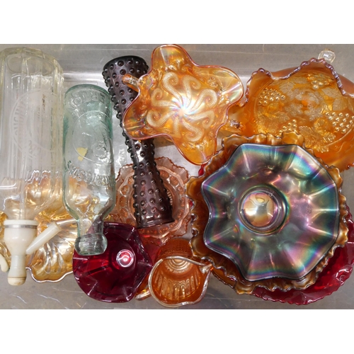 2330 - A collection of glassware including Carnival glass and a soda siphon **PLEASE NOTE THIS LOT IS NOT E... 