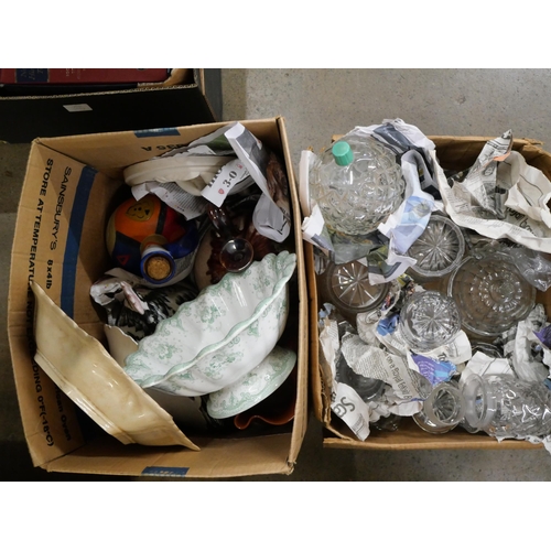 2334 - Two boxes of china, cut glass, etc. **PLEASE NOTE THIS LOT IS NOT ELIGIBLE FOR IN-HOUSE POSTING AND ... 