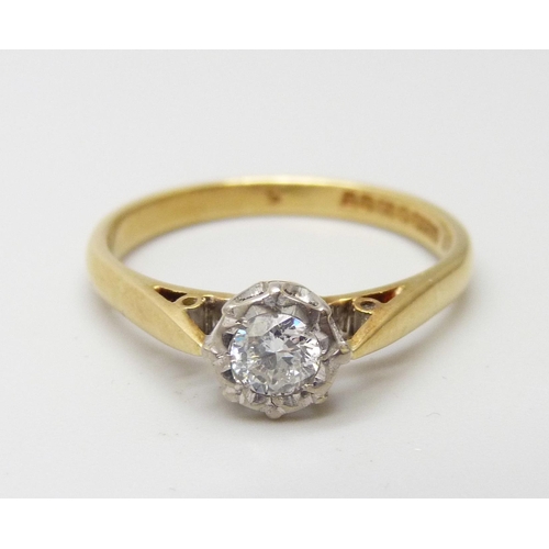 7019 - An 18ct gold and diamond solitaire ring, 3g, O