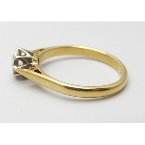 7019 - An 18ct gold and diamond solitaire ring, 3g, O