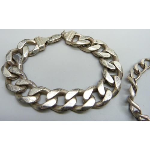 7104 - Three silver bracelets, 147g