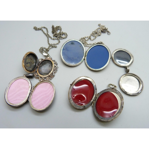 7105 - Five silver lockets including one Victorian