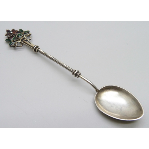 7113 - A silver plique-a-jour spoon, Norwegian, Marius Hammer