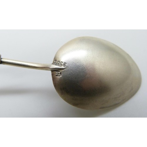 7113 - A silver plique-a-jour spoon, Norwegian, Marius Hammer