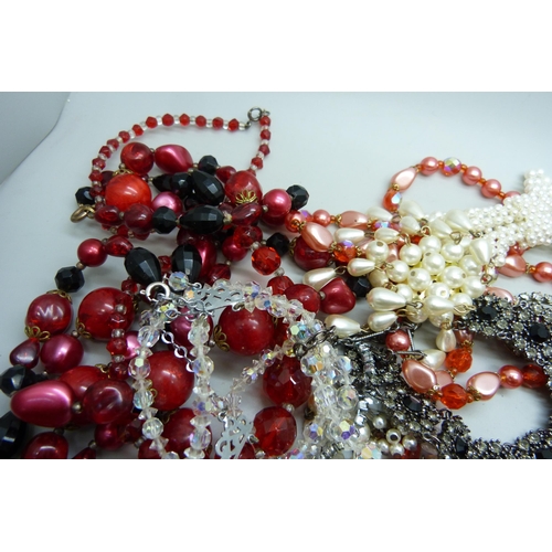 7150 - A collection of bead necklaces, bracelet, etc.