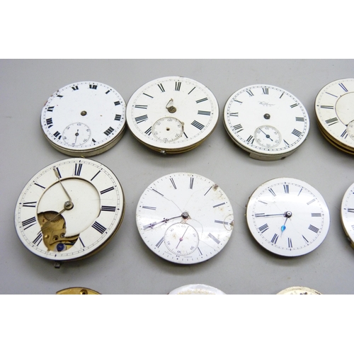 7159 - A collection of pocket watch movements and dials