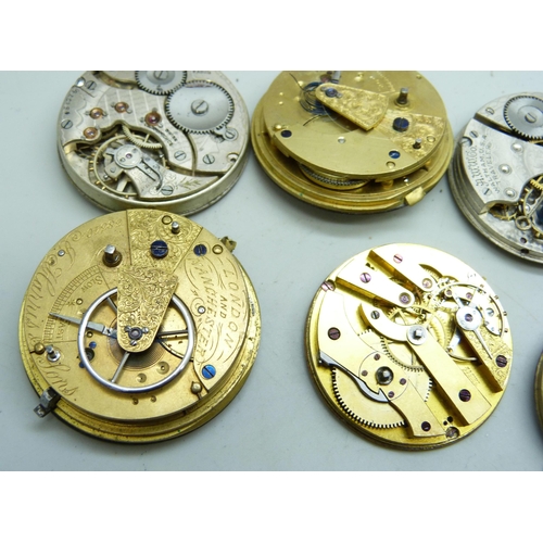 7159 - A collection of pocket watch movements and dials