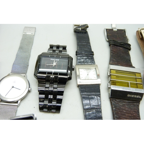 7163 - A collection of lady's and gentleman's watches to include DKNY, Police, Accurist, Skagen, Diesel, et... 