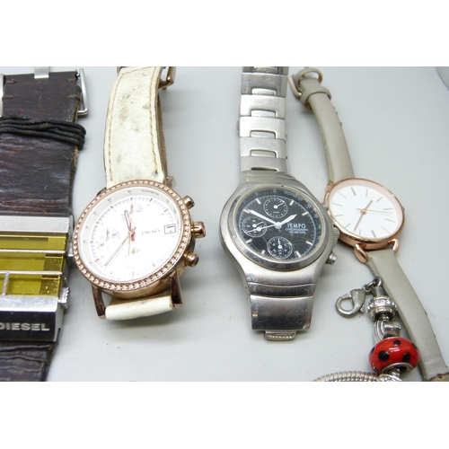 7163 - A collection of lady's and gentleman's watches to include DKNY, Police, Accurist, Skagen, Diesel, et... 