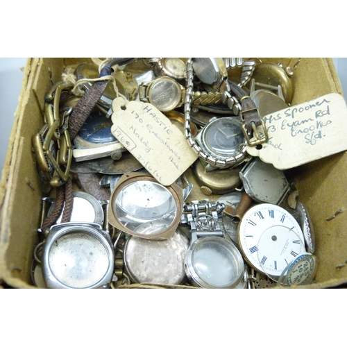 7164 - A collection of pocket watches, movements, parts, glasses, etc.