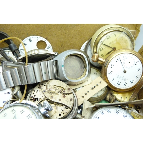 7164 - A collection of pocket watches, movements, parts, glasses, etc.