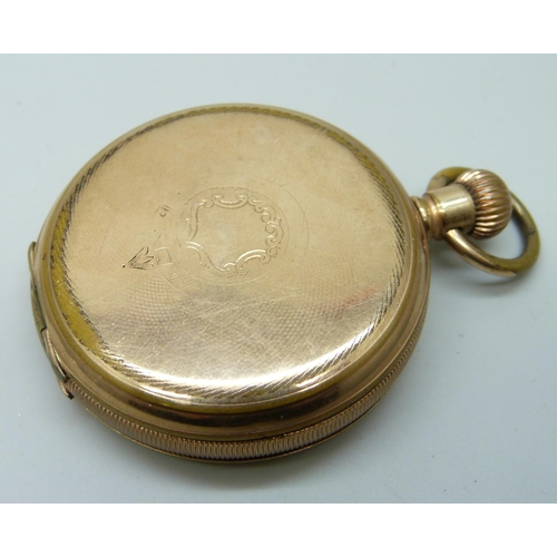 7166 - A gold plated full-hunter pocket watch  with English lever movement