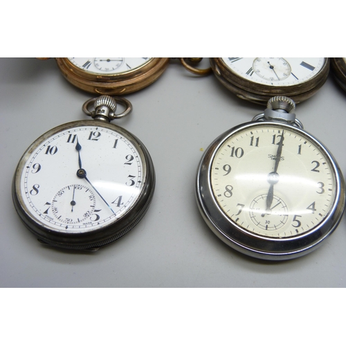 7168 - Four silver cased pocket watches and four other pocket watches