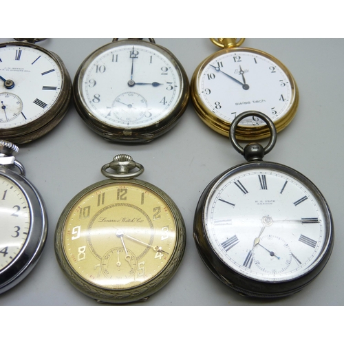 7168 - Four silver cased pocket watches and four other pocket watches