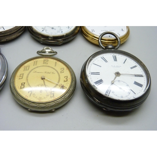 7168 - Four silver cased pocket watches and four other pocket watches