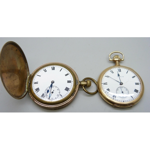 7173 - Two gold plated pocket watches