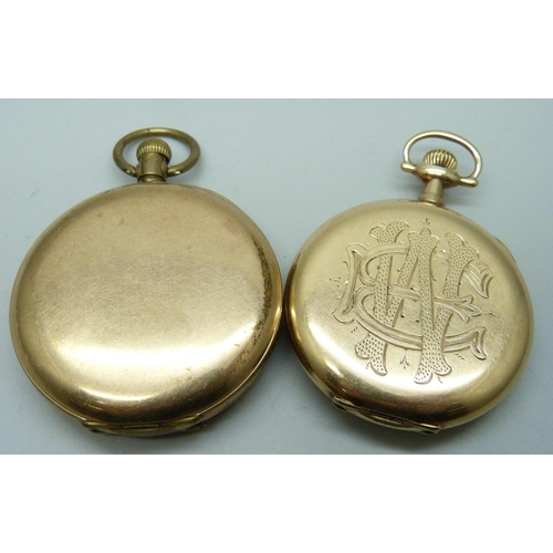 7173 - Two gold plated pocket watches