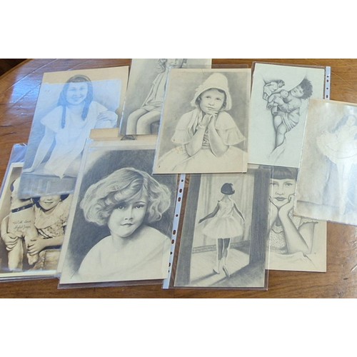 302 - L.J. Fry, a folder of pencil studies of Young girls