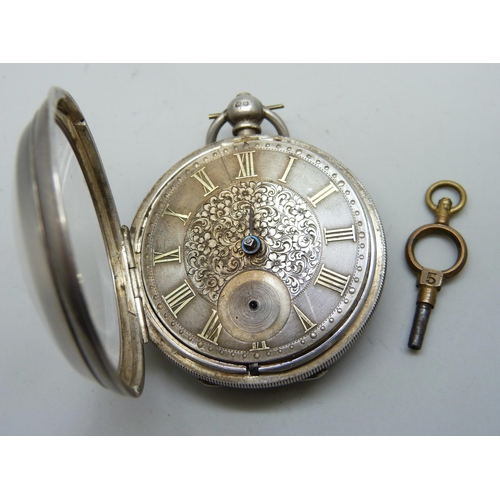 7176 - A silver cased pocket watch, a/f