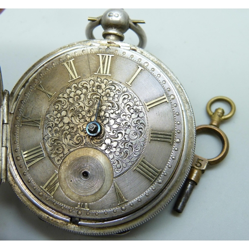 7176 - A silver cased pocket watch, a/f