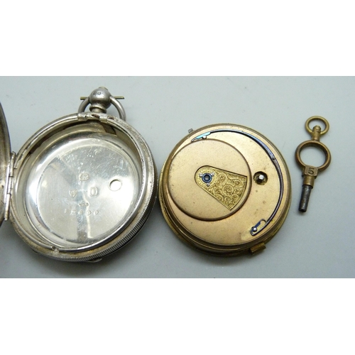 7176 - A silver cased pocket watch, a/f