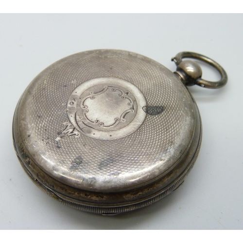 7177 - A silver centre seconds chronograph pocket watch