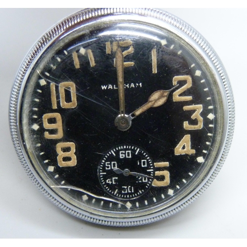 7178 - Two military pocket watches, Waltham and Elgin